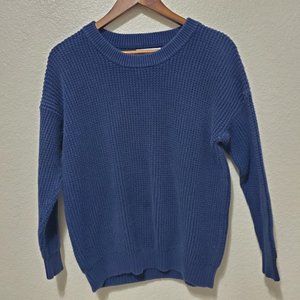 Grana Pullover knit sweater Peruvian cotton blue long sleeve